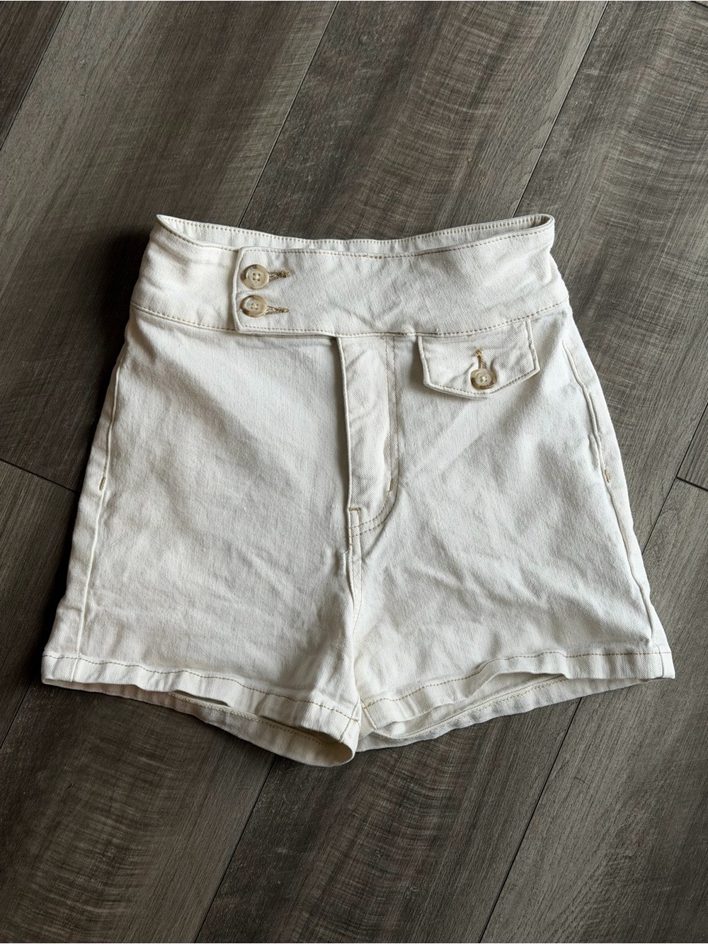 We The Free People Shorts Womens Sz 25 Worn White Sammi Retro High Rise Denim